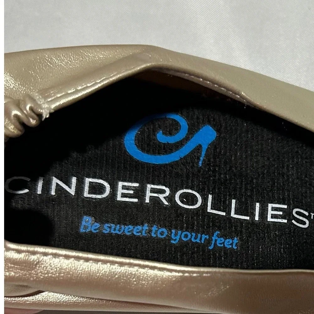 Cinderollies Women's Ballet Flats Size M Metallic Gold Slip On‎ Foldable Travel